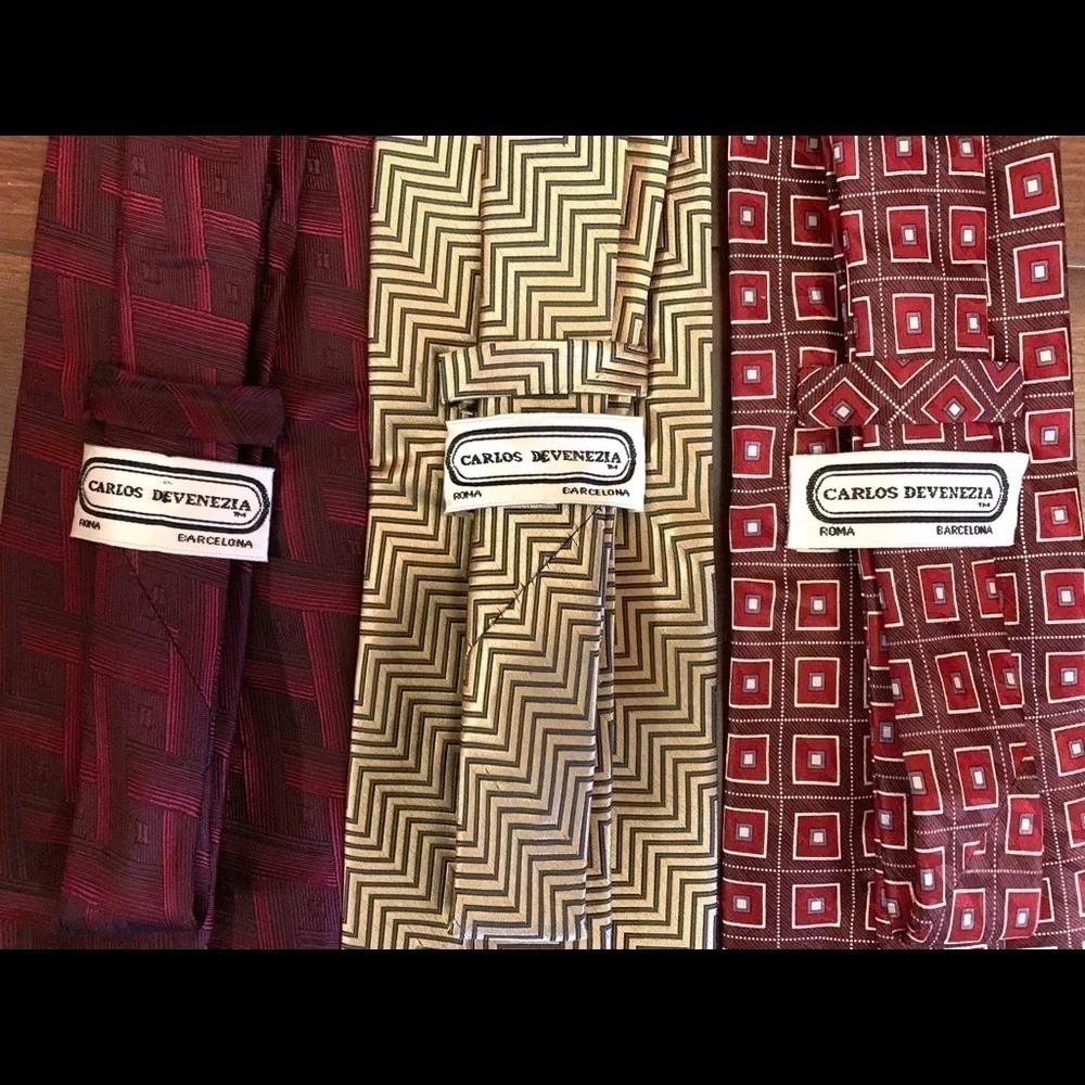 BUNDLE of 3 CARLOS DEVENEZIA Silk Handmade Neckties